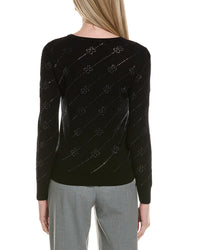 Sofiacashmere Heatset Diagonal Floral Wool & Cashmere-Blend Sweater