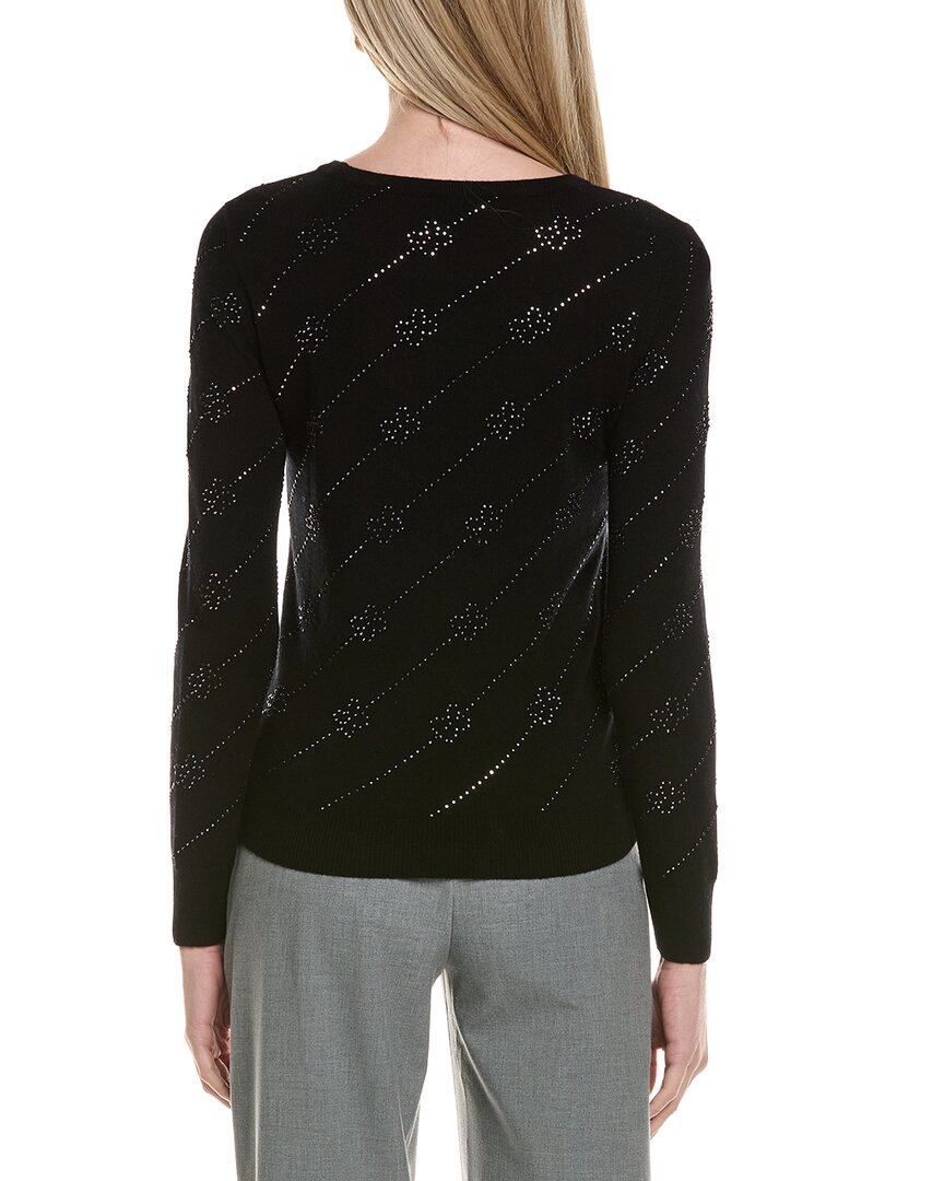 Sofiacashmere Heatset Diagonal Floral Wool & Cashmere-Blend Sweater