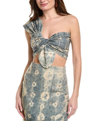 Just Bee Queen Sol Linen-Blend Top Blue Regular 12 (L)