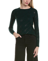 Sofiacashmere Heatset Diagonal Floral Wool & Cashmere-Blend Sweater