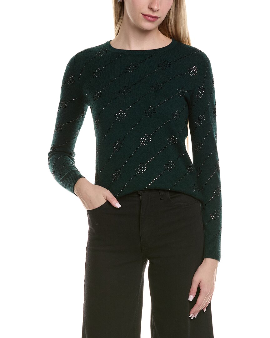 Sofiacashmere Heatset Diagonal Floral Wool & Cashmere-Blend Sweater