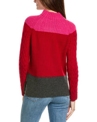 Forte Cashmere Colorblocked Funnel Neck Wool & Cashmere-Blend Sweater