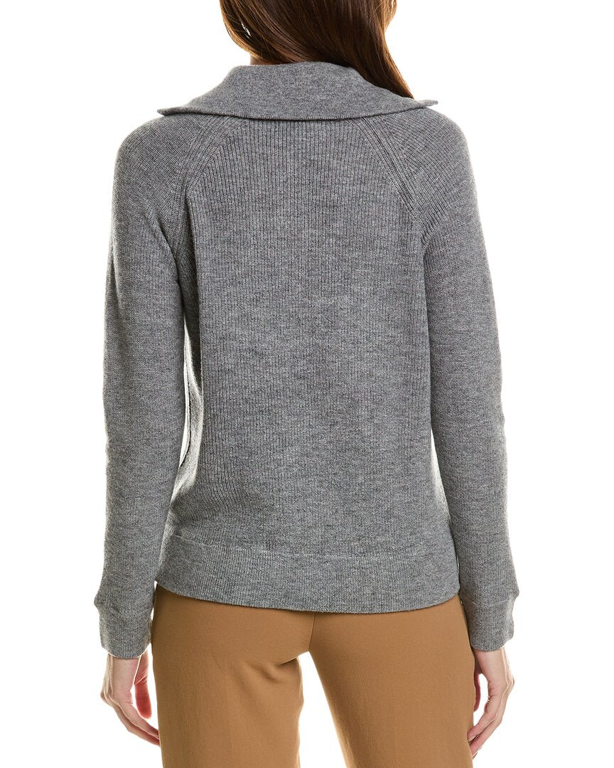 Forte Cashmere Rib Mock Neck Wool & Cashmere-Blend 1/2-Zip Sweater