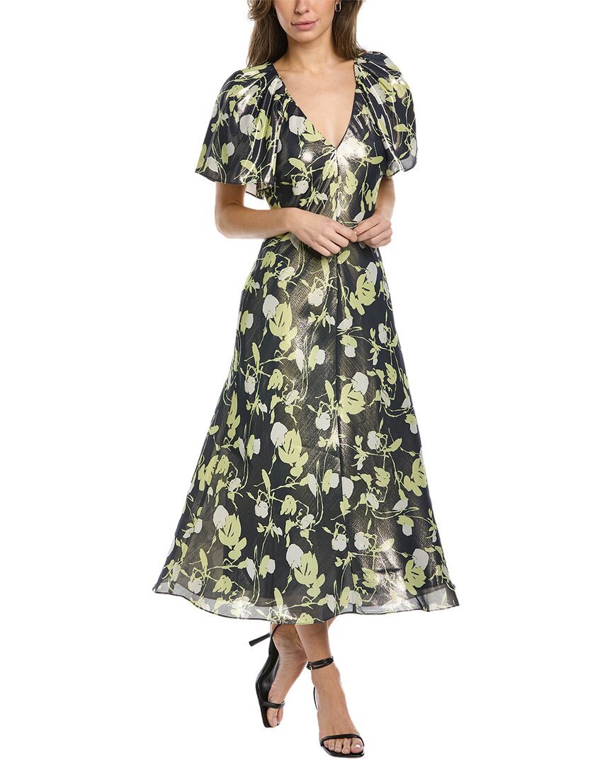 Tanya Taylor Evette Linen & Silk-Blend Mini Dress Metallic