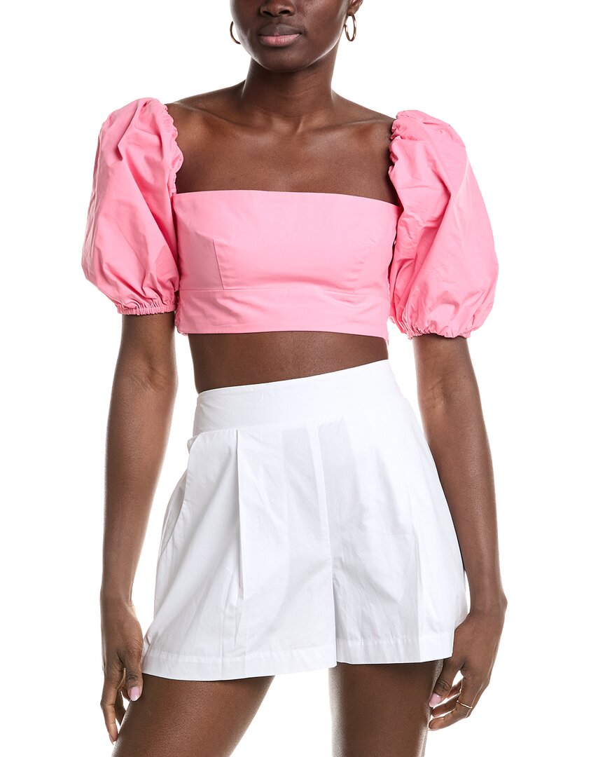 Susana Monaco Poplin Puff Sleeve Crop Top