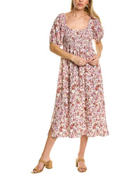 Auguste Rosemary Annastasia Linen-Blend Midi Dress Pink Regular 0 (XS)