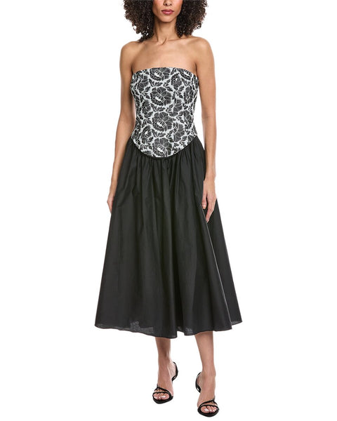 Toccin Melody Corset Midi Dress - Black