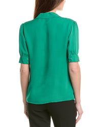 Elie Tahari The Aram Crochet-Trim Silk Blouse