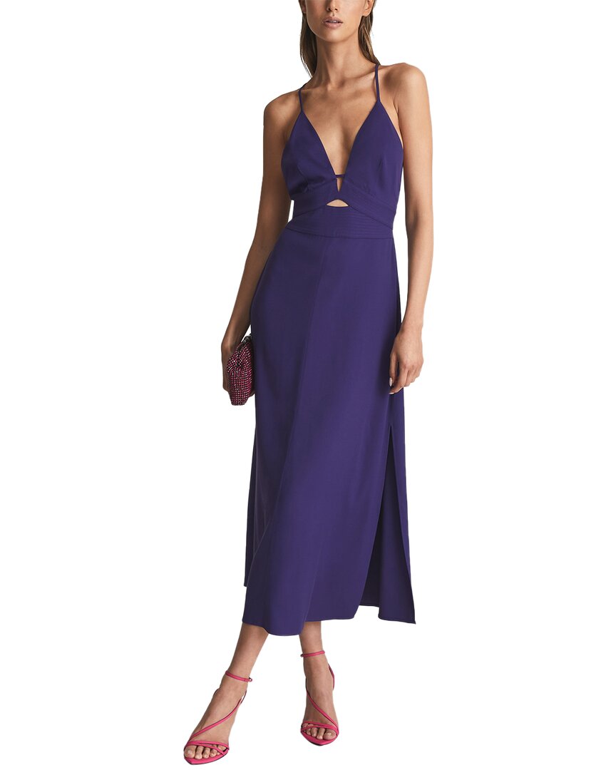 Reiss Ellis Plunge Bodycon Midi Dress One Size Fits All Purple