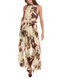 Nicholas Womens Lucia Silk-Blend Midi Dress, 0, Ivory