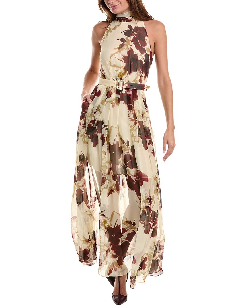 Nicholas Womens Lucia Silk-Blend Midi Dress, 0, Ivory