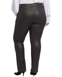 Nydj Plus Marilyn Cordovan Coated Straight Leg Jean