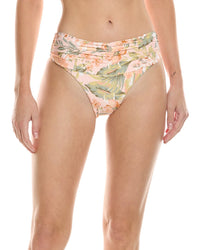 Monte And Lou Mid-Rise Ruched Bikini Bottom