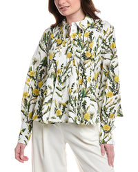 Oscar De La Renta Dandelions Poplin Shirt White