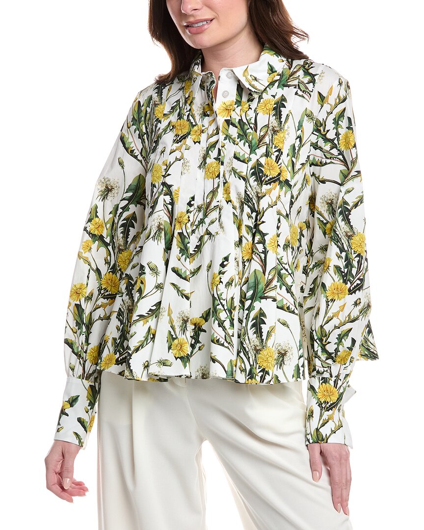 Oscar De La Renta Dandelions Poplin Shirt White