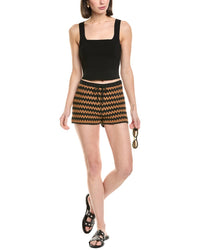Staud Samara Crochet Short Brown Multi