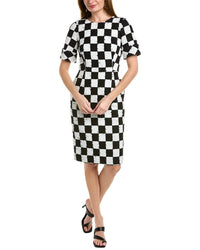 Oscar De La Renta Tweed Sheath Dress 8 Black