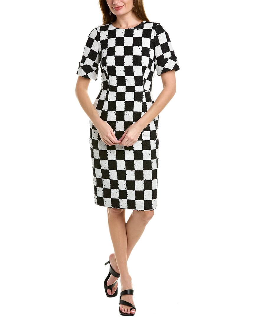 Oscar De La Renta Tweed Sheath Dress 8 Black