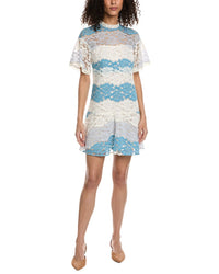 Burberry Floral Print Silk-Lined Mini Dress Blue