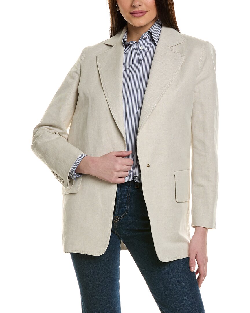 Max Mara Mosa Linen-Blend Jacket White