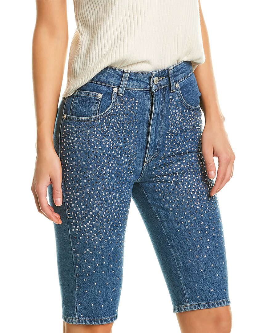 Chiara Ferragni Crystal Short Blue 25" Waist
