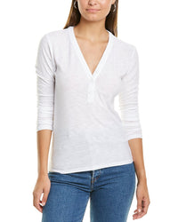 James Perse Womens Henley Top, 4, White