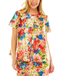Sara Campbell Print Trapeze Jacket Red Multi