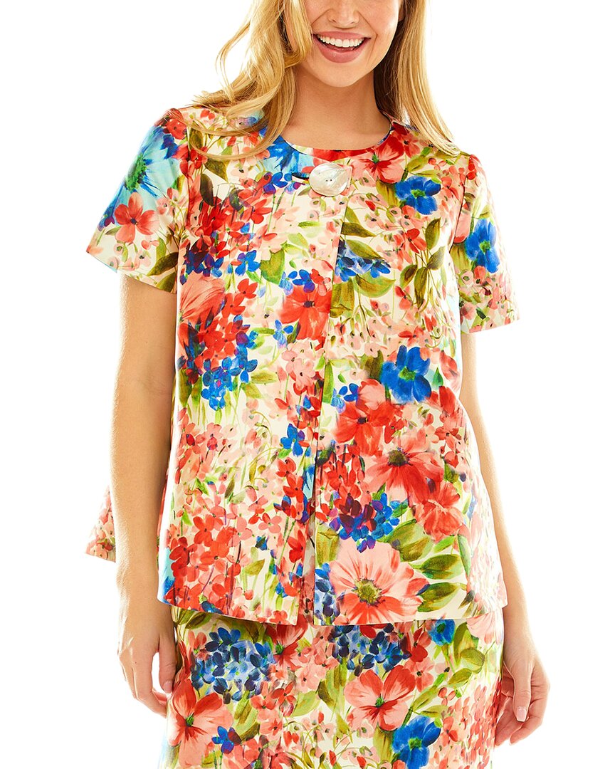 Sara Campbell Print Trapeze Jacket Red Multi