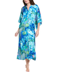 N Natori Wisteria Garden Kimono Blue