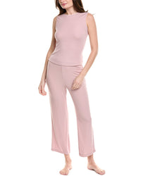 Natori 2Pc Rib Essential Pajama Set Pink