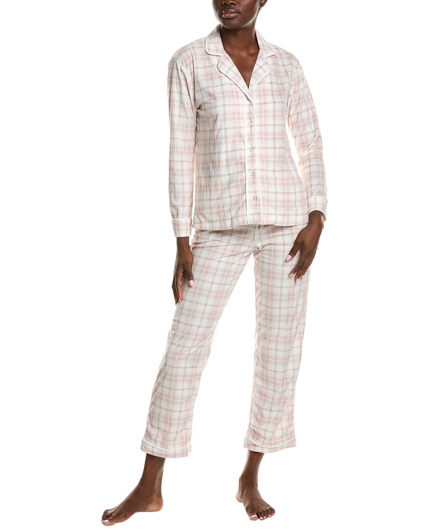 Anne Klein 2Pc Shirt & Pant Pajama Set Pink