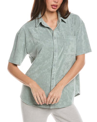 Barefoot Dreams Cozyterry Button-Down Shirt Blue Regular 4 (S)