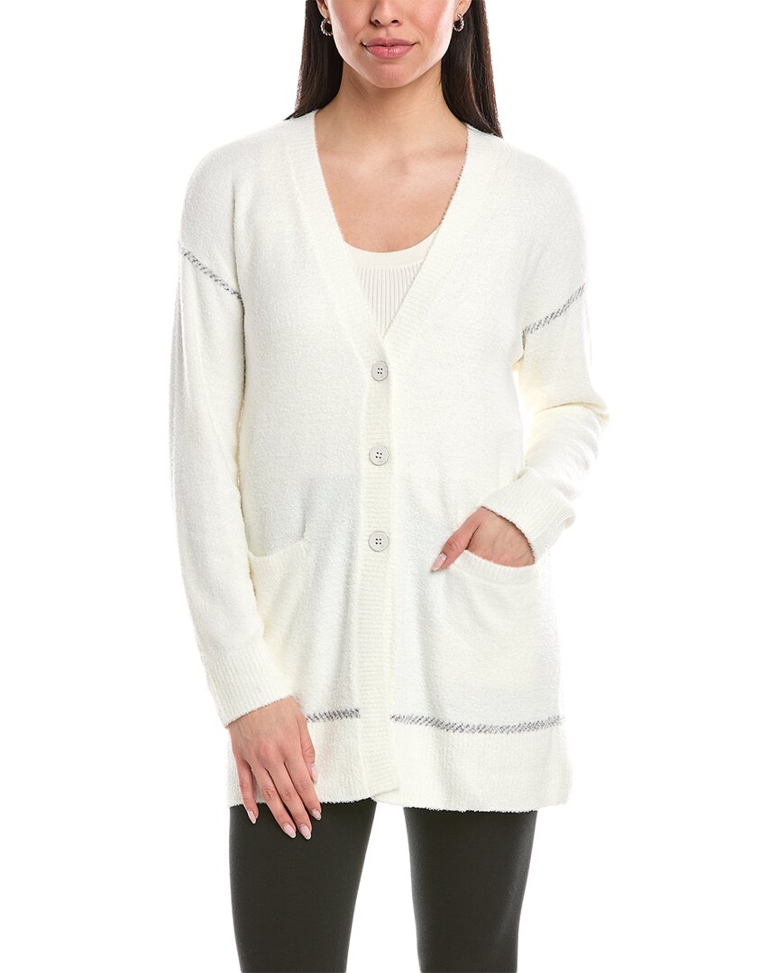 Barefoot Dreams Cozychic Lite Contrast Stitch Cardigan Grey Multi