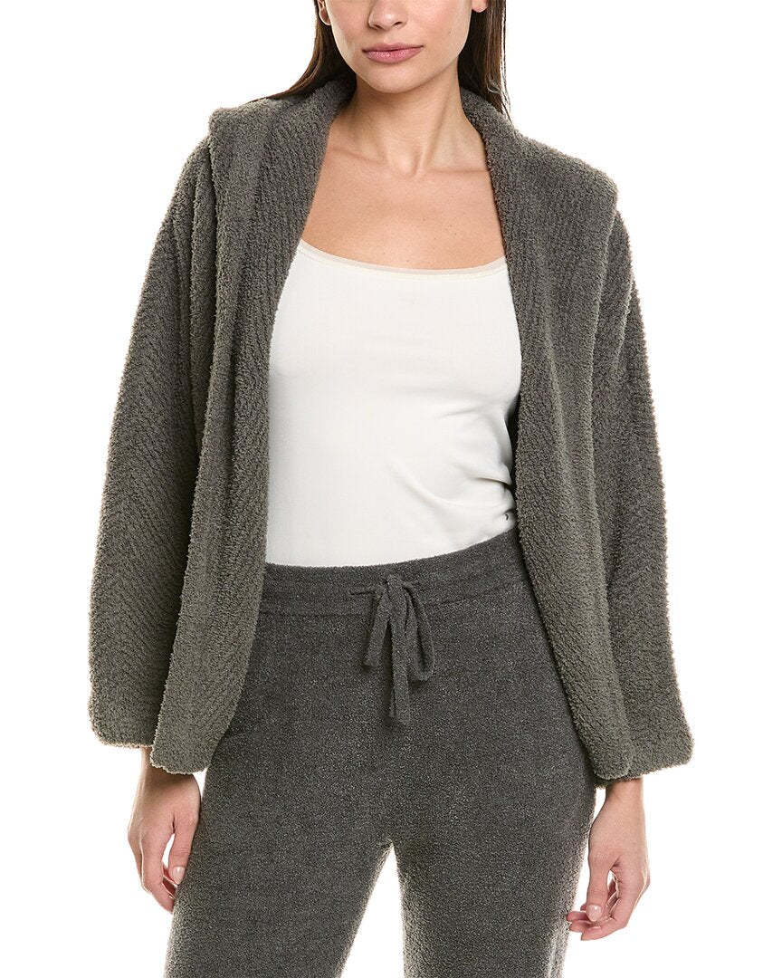 Barefoot Dreams Cozychic Chevron Rib Cardigan Green Regular 6 (S)