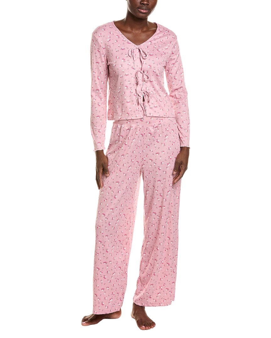 Sugar 2Pc Tie Front Foldover Pajama Set
