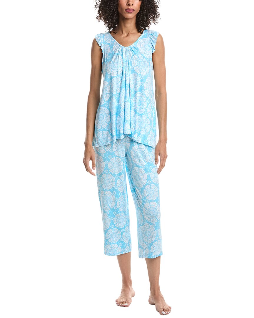 Ellen Tracy 2Pc Top & Cropped Pant Pajama Set
