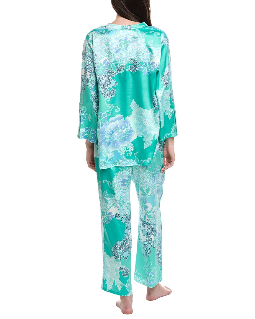 N Natori 2Pc Flourish Printed Satin Pajama Pant Set