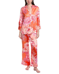 N Natori 2Pc Flourish Printed Satin Pajama Pant Set