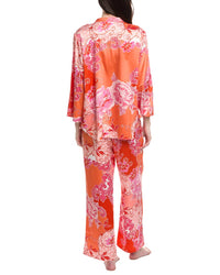 N Natori 2Pc Flourish Printed Satin Pajama Pant Set