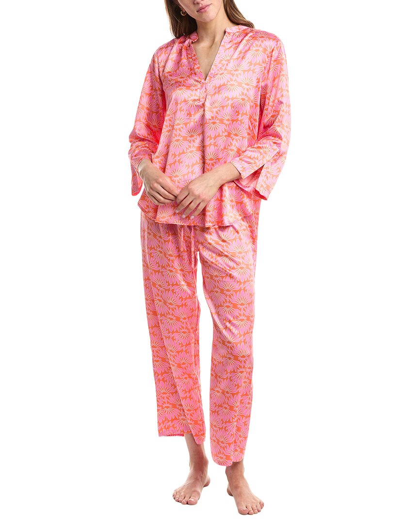 N Natori 2Pc Rhythm Printed Satin Pajama Pant Set