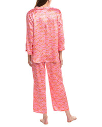 N Natori 2Pc Rhythm Printed Satin Pajama Pant Set