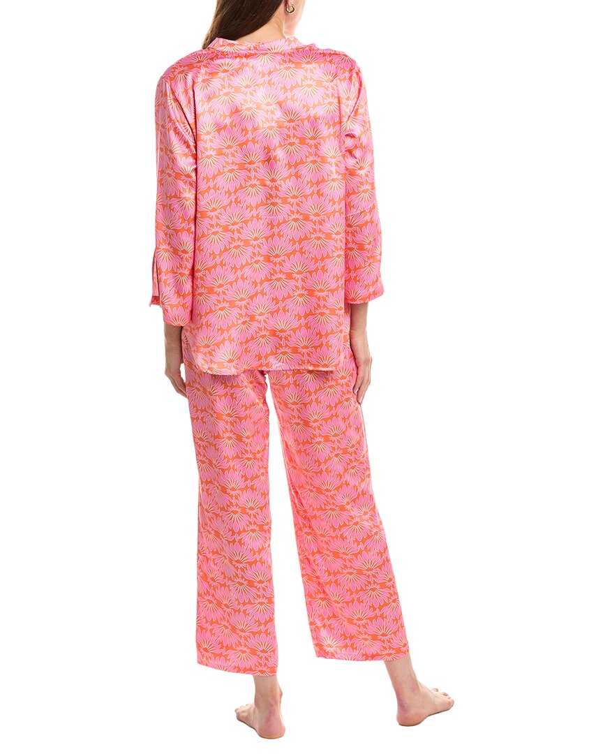 N Natori 2Pc Rhythm Printed Satin Pajama Pant Set