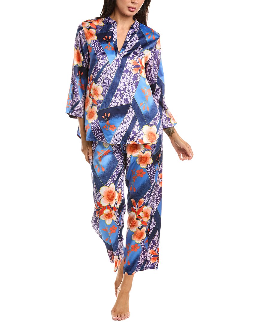N Natori N Natori 2Pc Magnolia Printed Satin Pajama Set