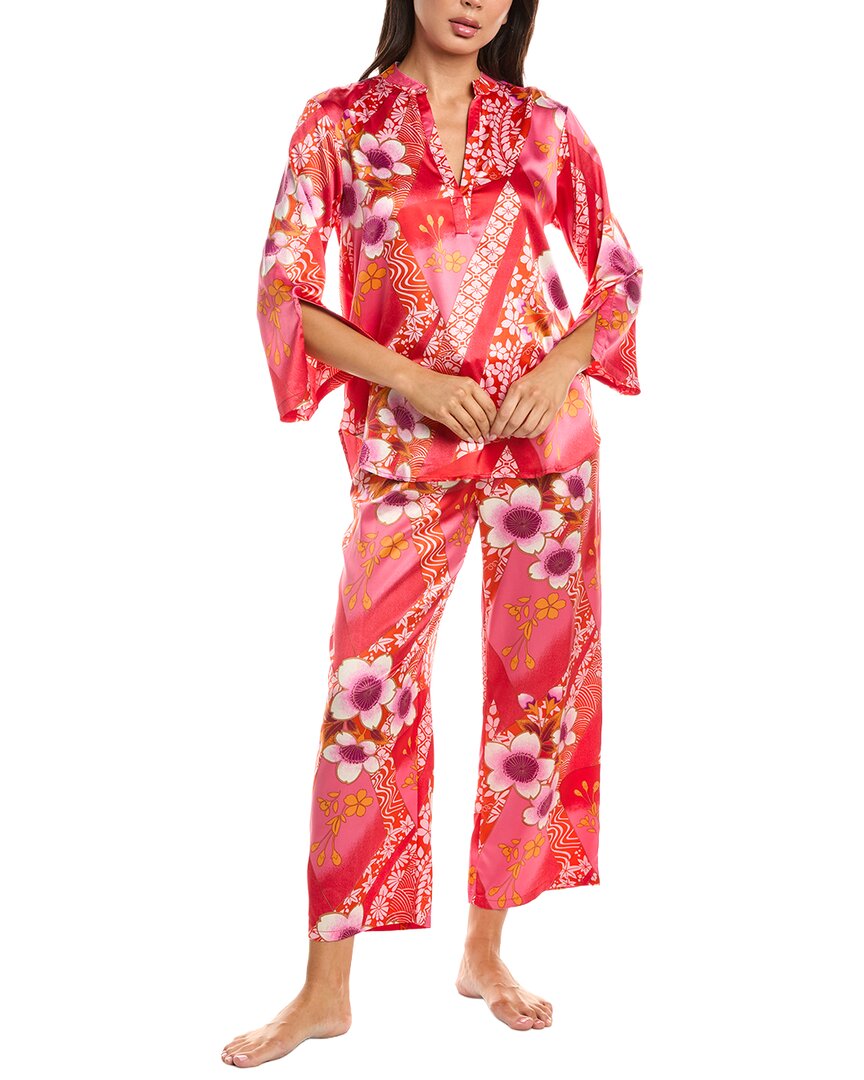 N Natori N Natori 2Pc Magnolia Printed Satin Pajama Set