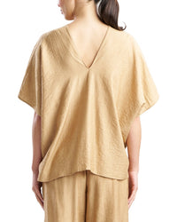 Natori Terra Foil Crinkle Caftan Shirt