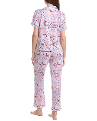 Vera Bradley 3Pc Notch Collar Top, Short & Pant Pajama Set