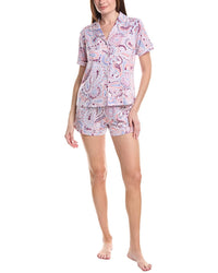 Vera Bradley 3Pc Notch Collar Top, Short & Pant Pajama Set