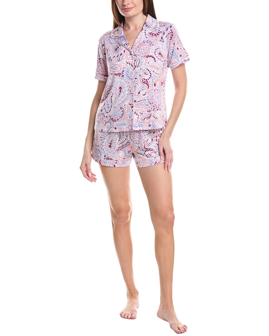 Vera Bradley 3Pc Notch Collar Top, Short & Pant Pajama Set