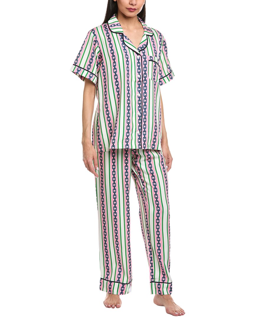 Katie Kime 2Pc Chain Stripe Pajama Pant Set