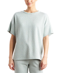 Natori Quilted Geo Knit Jacquard Short Sleeve Top